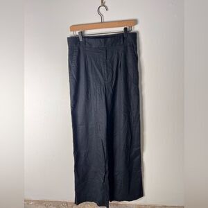 Banana Republic High Rise Wide Leg Linen Cotton Blend Pants Black size 8